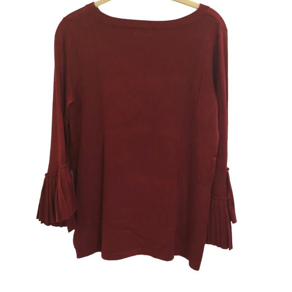 The Limited Womens Sweater Medium Burgundy Pullover Bell Sleeves Pleated Cuffs - Picture 5 of 7